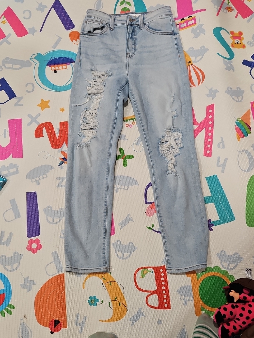 Light Blue Distressed Boyfriend Jeans for Women